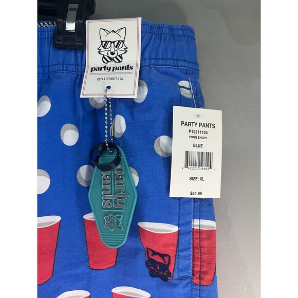 Men’s Party Pants Swim Beach Trunks Blue Pong XL NWT - Picture 4 of 7